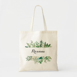 Bolsa Tote Folhagem Botânica de Eucalipto Verde Bridesmaid