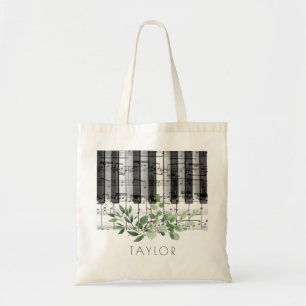 Bolsa Tote folhagem de música para piano