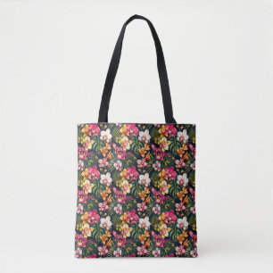 Bolsa Tote Folhagem de Orquídea Tropical Vibrante