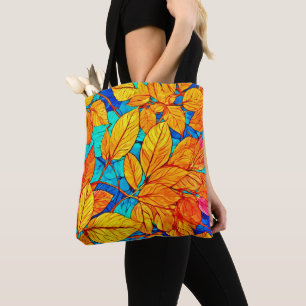 Bolsa Tote Folhagem de queda de ouro: pintura de folhas brilh