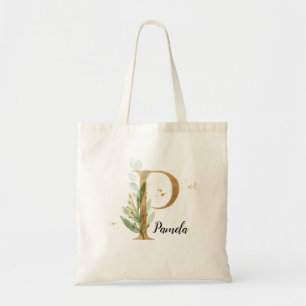 Bolsa Tote Folhagem Elegante de Folhagem Dourada Folha Verde 