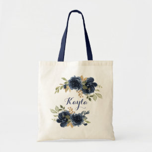 Bolsa Tote Folhagem Floral Dourada marinho Verde