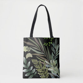 Bolsa Tote Folhagem Floral Fern Folhagem Retroescura