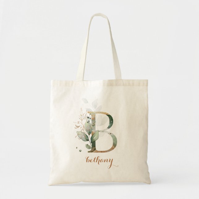 Bolsa Tote Folhagem Foliar Foliar Dourada Greenerada Personal (Frente)