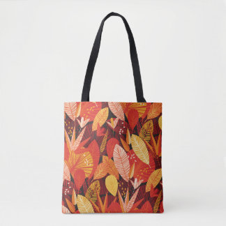 Bolsa Tote Folhagem Tropical: Folhagem Geométrica Colorida.