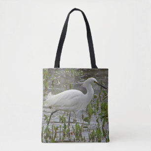 Bolsa Tote Folhagem Verde de Cor Branca Foto do Lago Bird
