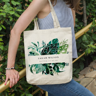 Bolsa Tote Folhagem Verde De Monstera Tropical Mãe De Noiva