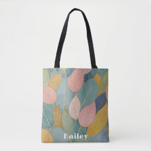 Bolsa Tote Folhagem Whimsical: Folhas de Pastel