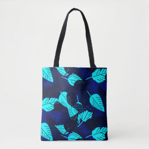 Bolsa Tote Folhas Azuis de Meia-Noite