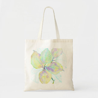 Bolsa Tote Folhas Botânicas em Aquarela Amarelo Verde Pastel