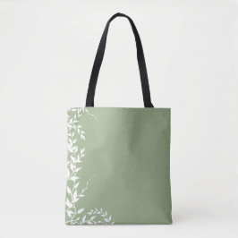 Bolsa Tote Folhas Botânicas Verde Sage