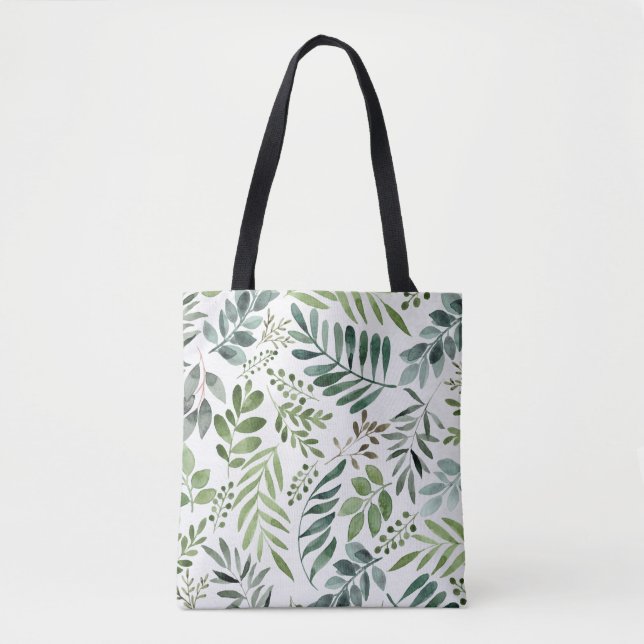 Bolsa Tote Folhas de Aquarela Botânica  (Frente)
