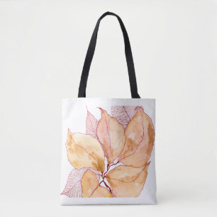 Bolsa Tote Folhas de Aquarela de Outono Ilustração Botânica