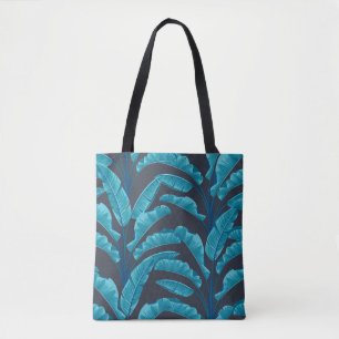 Bolsa Tote Folhas de banana sem costura. Padrão tropical ví