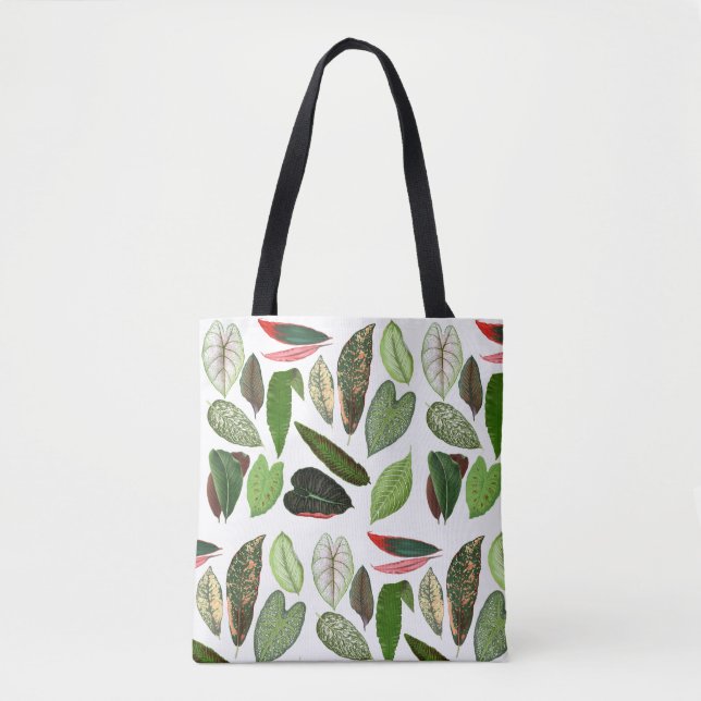 Bolsa Tote Folhas de Cores Aquáticas Botânicas (Frente)