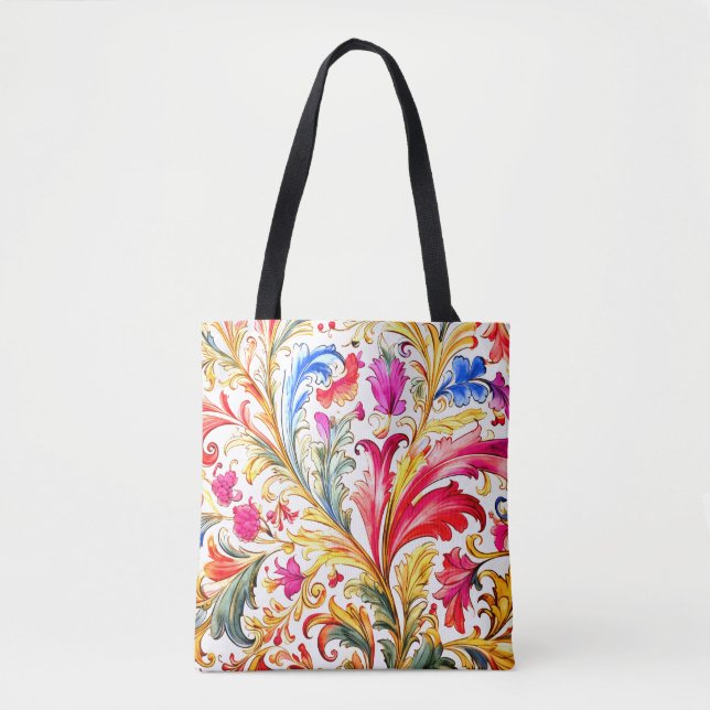 Bolsa Tote Folhas de Design Florentine de rico (Frente)