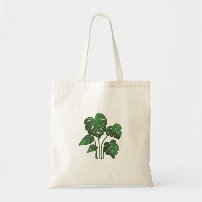 Bolsa Tote Folhas de Estética Monstera pintadas à mão (Frente)