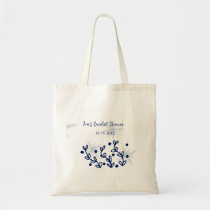 Bolsa Tote Folhas de estrelas azuis luxo real chá de noiva