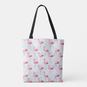 Bolsa Tote Folhas de Flamingo e Palma Rosa - Bonitas