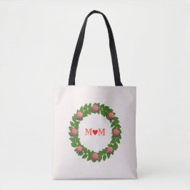 Bolsa Tote Folhas de Louro e Rosas Modernas