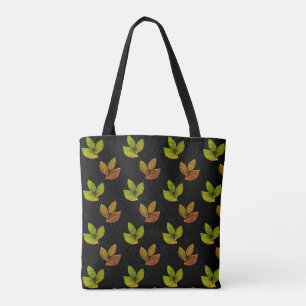 Bolsa Tote Folhas de Louro Elegantes e Bonitas em Preto