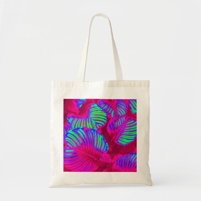 Bolsa Tote Folhas de Magenta Tropicais (Frente)