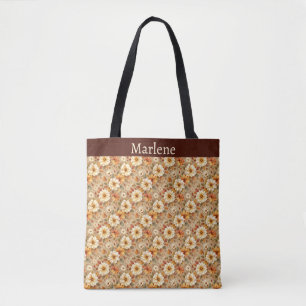 Bolsa Tote Folhas de marfim e Douradas