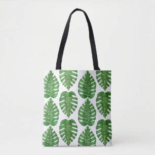 Bolsa Tote Folhas de Monstera da aguarela