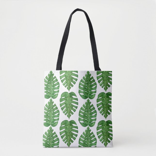 Bolsa Tote Folhas de Monstera da aguarela (Frente)