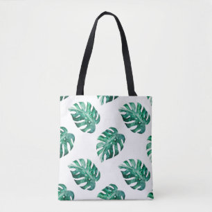 Bolsa Tote Folhas de Monstera. Padrão de ilustração tropic