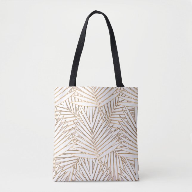 Bolsa Tote Folhas de ouro: deco de arte. (Frente)