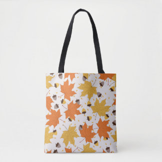 Bolsa Tote Folhas de outono, design de colheita sem costura.