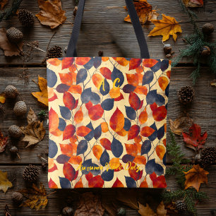 Bolsa Tote Folhas de Outono Destacadas com Vibrações Quentes