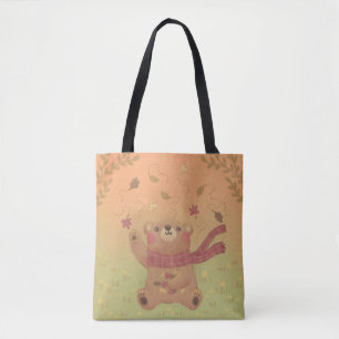 Bolsa Tote Folhas de outono do Urso de Teddy
