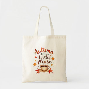 Bolsa Tote Folhas de Outono & Lattes Por Favor - Aquarela Aco