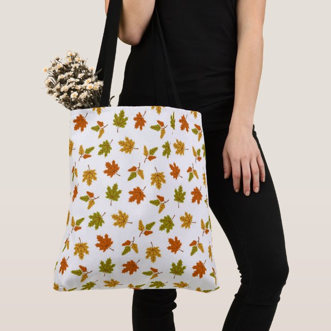 BOLSA TOTE FOLHAS DE OUTONO OURO VERDE LARANJA (Close Up)