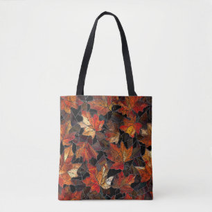 Bolsa Tote Folhas de outono Padrão de Vidro Obtido Multicor