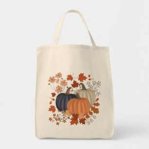 Bolsa Tote Folhas de outono Russas de Pumpkins Flores Selvage
