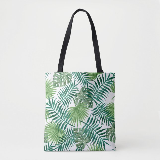 Bolsa Tote Folhas de Palma Botânica Verde Trendy (Frente)