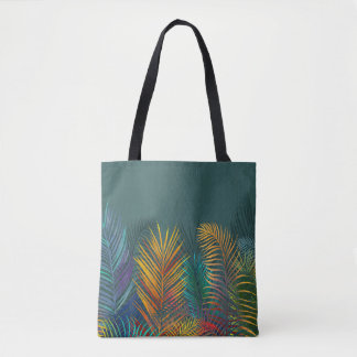 Bolsa Tote Folhas de palma de cor tropical. Folhas de neto-ar