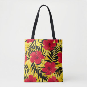 Bolsa Tote Folhas de palma de flores tropicais, padrão de col