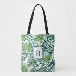 Bolsa Tote Folhas de Palmeira Botânicas Verdes Monograma Eleg