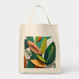 Bolsa Tote Folhas de papel cortado em verde e em ouro
