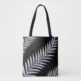 Bolsa Tote Folhas de Prata em Aquarela