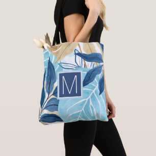 Bolsa Tote Folhas de Selva Azul
