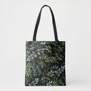 Bolsa Tote Folhas de verde de aquarela