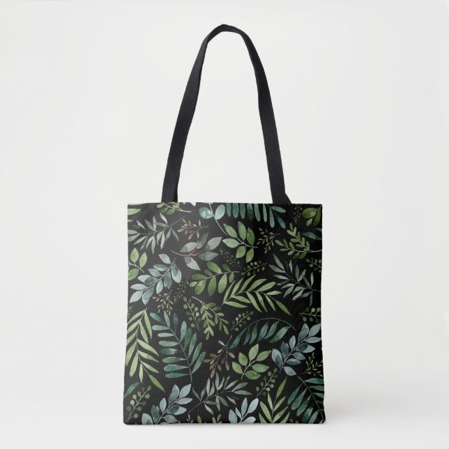 Bolsa Tote Folhas de verde de aquarela  (Frente)