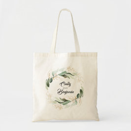 Bolsa Tote Folhas de Verdura Dourada Coroa Elegante Moderna