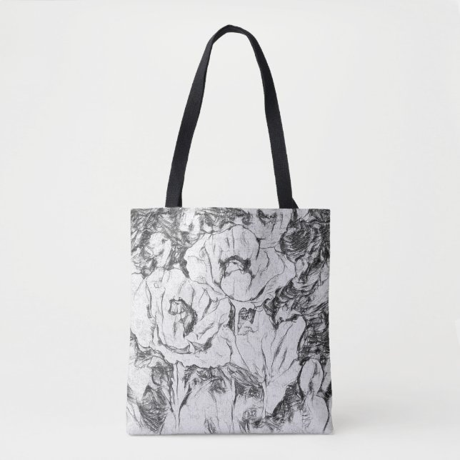 Bolsa Tote Folhas desenhadas de caneta desenhadas estampadas  (Frente)