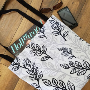 Bolsa Tote Folhas do preto e das cinzas